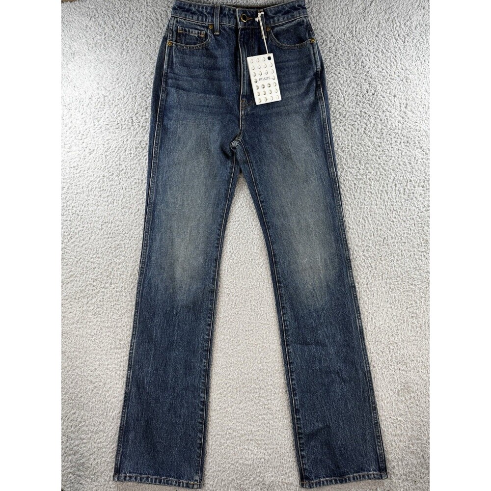 NWT Khaite Danielle Jeans 24 High Rise Straight Leg Slim Fit Denim